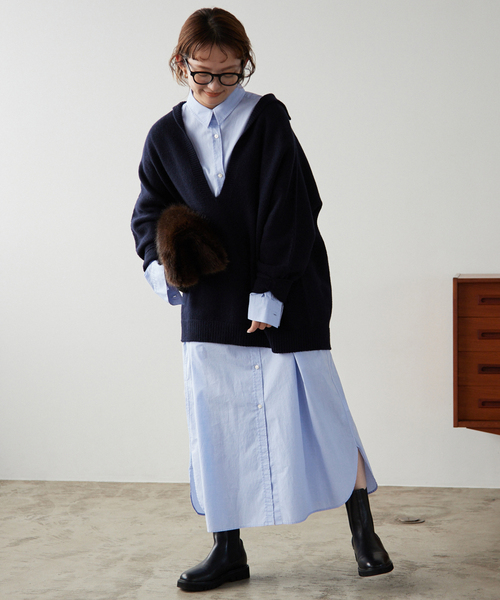 SLOBE IENA（スローブイエナ）の「コットンブロードシャツワンピース（ワンピース・レディース・チャコールグレー/ブラウン/サックスブルー・FREE）」の22枚目の写真