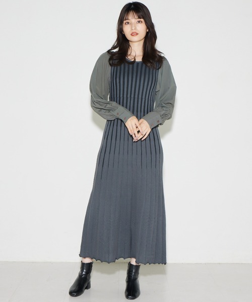 solleim(ソルレム)の「ストライプリブニットワンピース(ワンピース・レディース・ブラック/ベージュ/グリーン・M)」の17枚目の写真