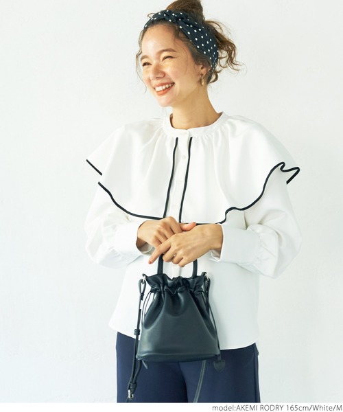 coca（coca）（コカ）の「パイピングカラーブラウス（シャツ/ブラウス・レディース・ブラック/ホワイト・M/L）」の7枚目の写真