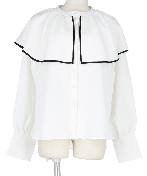 coca（coca）（コカ）の「パイピングカラーブラウス（シャツ/ブラウス・レディース・ブラック/ホワイト・M/L）」の13枚目の写真