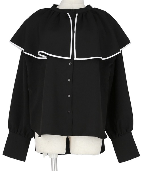 coca（coca）（コカ）の「パイピングカラーブラウス（シャツ/ブラウス・レディース・ブラック/ホワイト・M/L）」の14枚目の写真