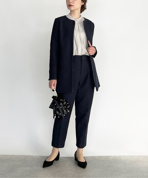 PICCIN(ピッチン)の「【セットアップ可能】パウダーサテンギャザーブラウス(シャツ/ブラウス・レディース・グレイッシュベージュ/ブラック・M)」の4枚目の写真