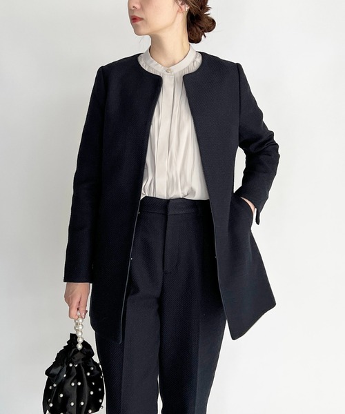 PICCIN(ピッチン)の「【セットアップ可能】パウダーサテンギャザーブラウス(シャツ/ブラウス・レディース・グレイッシュベージュ/ブラック・M)」の3枚目の写真