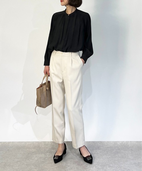 PICCIN(ピッチン)の「【セットアップ可能】パウダーサテンギャザーブラウス(シャツ/ブラウス・レディース・グレイッシュベージュ/ブラック・M)」の21枚目の写真