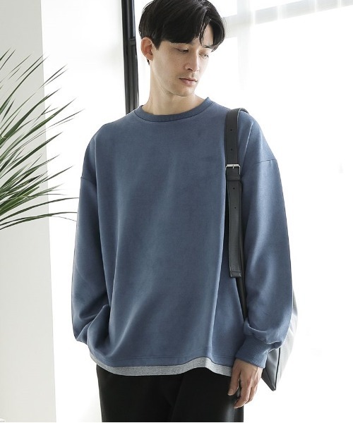 LAKOLE(ラコレ)の「スエードレイヤードプルオーバー / 150757(Tシャツ/カットソー・メンズ・ネイビー/グレー/グリーン/サンドグレー/ピンク/オフホワイト/ブルー/ライトグレー/ブルー系1・SMALL/MEDIUM/LARGE/X-LARGE)」の8枚目の写真