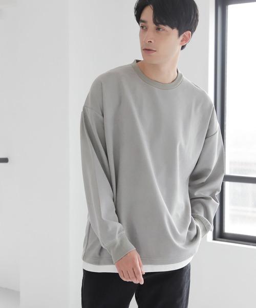 LAKOLE(ラコレ)の「スエードレイヤードプルオーバー / 150757(Tシャツ/カットソー・メンズ・ネイビー/グレー/グリーン/サンドグレー/ピンク/オフホワイト/ブルー/ライトグレー/ブルー系1・SMALL/MEDIUM/LARGE/X-LARGE)」の4枚目の写真