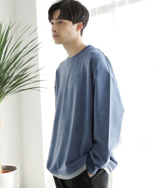 LAKOLE(ラコレ)の「スエードレイヤードプルオーバー / 150757(Tシャツ/カットソー・メンズ・ネイビー/グレー/グリーン/サンドグレー/ピンク/オフホワイト/ブルー/ライトグレー/ブルー系1・SMALL/MEDIUM/LARGE/X-LARGE)」の7枚目の写真