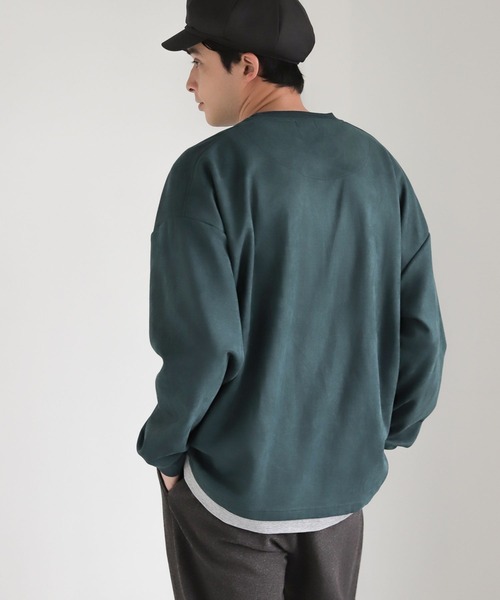 LAKOLE(ラコレ)の「スエードレイヤードプルオーバー / 150757(Tシャツ/カットソー・メンズ・ネイビー/グレー/グリーン/サンドグレー/ピンク/オフホワイト/ブルー/ライトグレー/ブルー系1・SMALL/MEDIUM/LARGE/X-LARGE)」の1枚目の写真