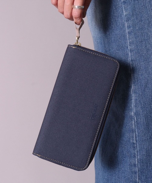 anello(アネロ)の「(LF)【anello】撥水 キャンバス ラウンド ジップ 長財布(財布・レディース・ライトグレー/ブラック/ネイビー/ベージュ・ONE SIZE)」の4枚目の写真