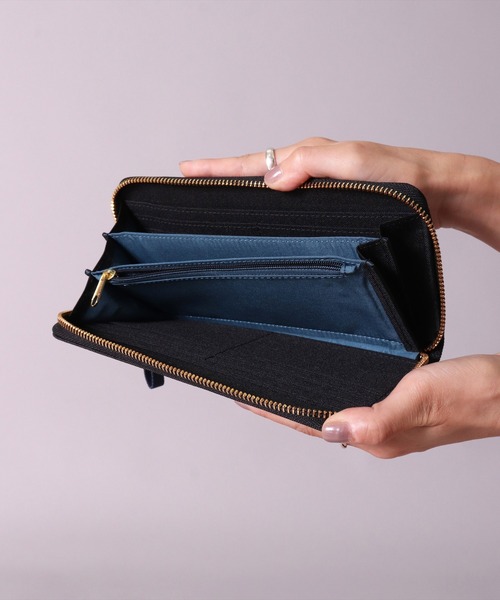 anello(アネロ)の「(LF)【anello】撥水 キャンバス ラウンド ジップ 長財布(財布・レディース・ライトグレー/ブラック/ネイビー/ベージュ・ONE SIZE)」の11枚目の写真