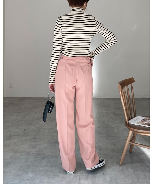 She's Closet（シーズクローゼット）の「ハイネックタイト長袖リブニットプルオーバー（ニット/セーター・レディース・ブラック/ブラック×ホワイト/グリーン/アイボリー/ピンク/オレンジ/ブルー・FREE）」の15枚目の写真