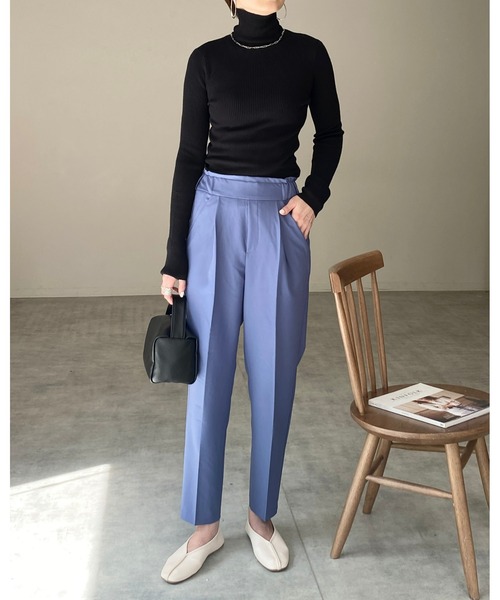 She's Closet（シーズクローゼット）の「ハイネックタイト長袖リブニットプルオーバー（ニット/セーター・レディース・ブラック/ブラック×ホワイト/グリーン/アイボリー/ピンク/オレンジ/ブルー・FREE）」の16枚目の写真