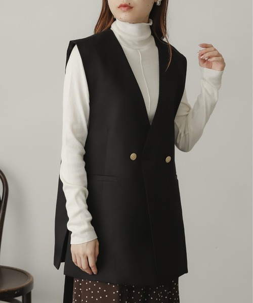 SENSE OF PLACE by URBAN RESEARCH（センスオブプレイスバイアーバンリサーチ）の「『UR TECH』リブハイネックトップ（Tシャツ/カットソー・レディース・オレンジ/ライトブルー/ブラック/アイボリー/ピンク/ブラウン・ONE）」の2枚目の写真