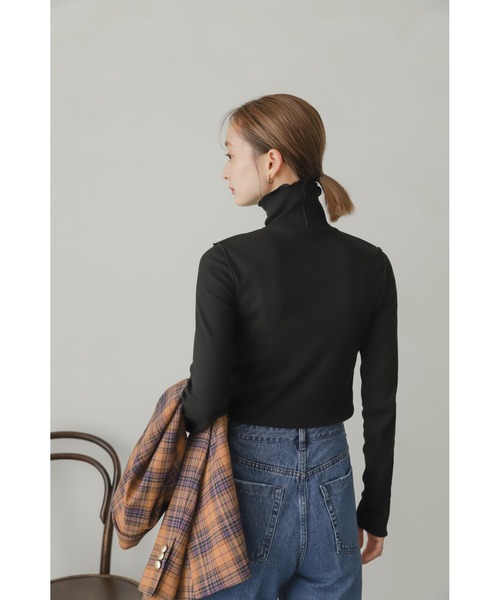 SENSE OF PLACE by URBAN RESEARCH（センスオブプレイスバイアーバンリサーチ）の「『UR TECH』リブハイネックトップ（Tシャツ/カットソー・レディース・オレンジ/ライトブルー/ブラック/アイボリー/ピンク/ブラウン・ONE）」の19枚目の写真