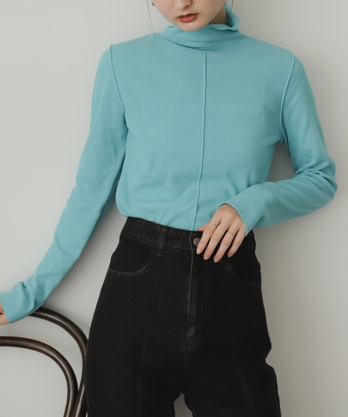 SENSE OF PLACE by URBAN RESEARCH（センスオブプレイスバイアーバンリサーチ）の「『UR TECH』リブハイネックトップ（Tシャツ/カットソー・レディース・オレンジ/ライトブルー/ブラック/アイボリー/ピンク/ブラウン・ONE）」の22枚目の写真