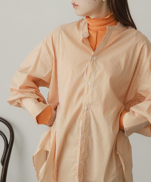 SENSE OF PLACE by URBAN RESEARCH（センスオブプレイスバイアーバンリサーチ）の「『UR TECH』リブハイネックトップ（Tシャツ/カットソー・レディース・オレンジ/ライトブルー/ブラック/アイボリー/ピンク/ブラウン・ONE）」の8枚目の写真