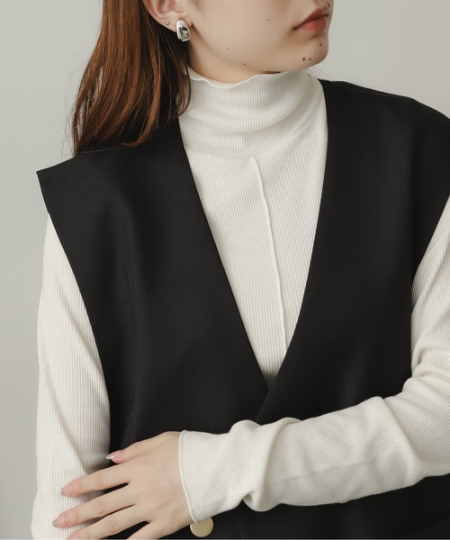 SENSE OF PLACE by URBAN RESEARCH（センスオブプレイスバイアーバンリサーチ）の「『UR TECH』リブハイネックトップ（Tシャツ/カットソー・レディース・オレンジ/ライトブルー/ブラック/アイボリー/ピンク/ブラウン・ONE）」の10枚目の写真