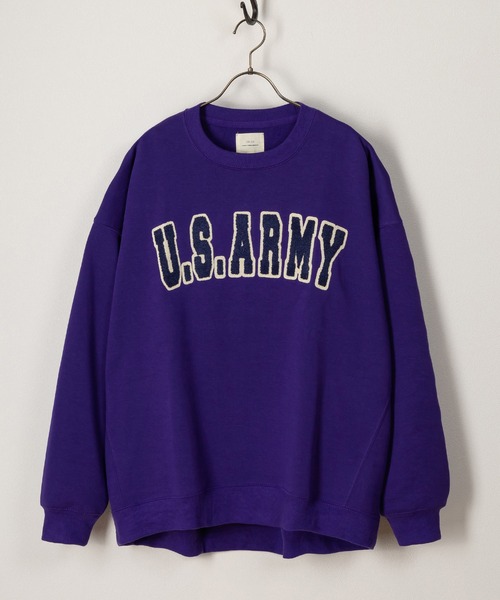 SlashDate(スラッシュデイト)の「カレッジロゴサガラ刺繍クルーネックスウェット/ビッグシルエット/裏起毛/ユニセックス(スウェット・メンズ・グリーン/キナリ/グリーン系その他/パープル/アッシュグレー/ブラック・M/L/XL)」の6枚目の写真