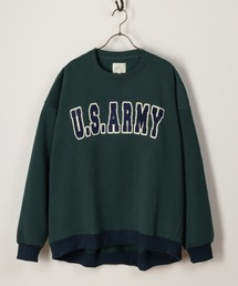 カレッジロゴサガラ刺繍クルーネックスウェット/ビッグシルエット/裏起毛/ユニセックス