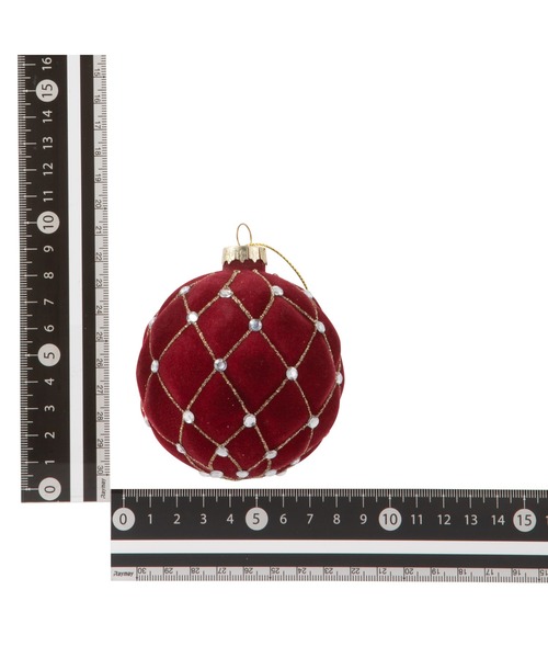 セール】ガラスオーナメント ベルベッド レッド（インテリア雑貨