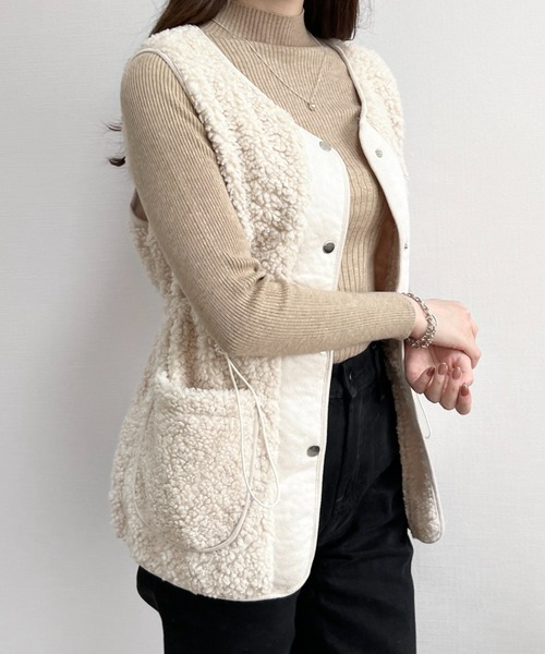 yuue' ( wear )（ユーイ）の「プードルファーベスト（ベスト・レディース・ホワイト/キャメル・S/M/L）」の2枚目の写真