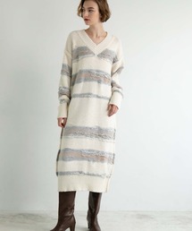 fifth | デザイン編みVネックニットワンピース(ワンピース)
