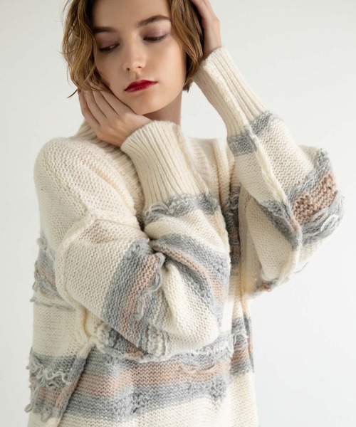 fifth（フィフス）の「デザイン編みVネックニットワンピース（ワンピース・レディース・オフホワイト・M/S）」の18枚目の写真