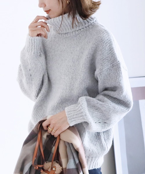 reca(レカ)の「肉厚タートルネックニットプルオーバー(ニット/セーター・レディース・グレー/ブラック/ベージュ・FREE)」の12枚目の写真