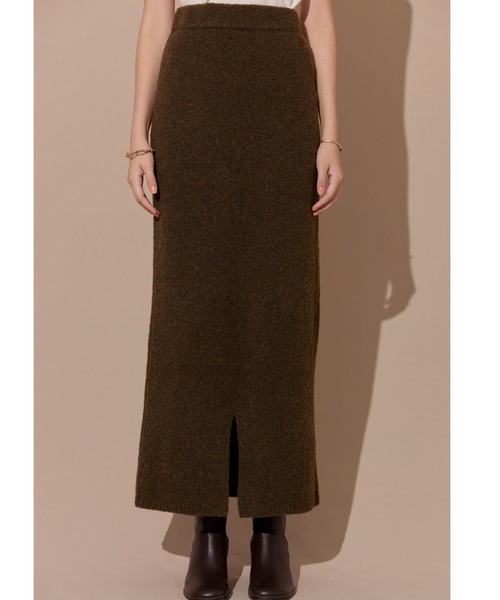 ALEXIA STAM（アリシアスタン）の「Boucle Knit Long Skirt /ブークレニットロングスカート（スカート・レディース・オフホワイト/ブラウン・S/M）」の6枚目の写真