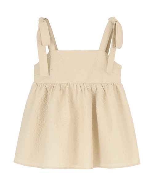 titivate（ティティベイト）の「ふくれジャガードリボントップス（Tシャツ/カットソー・レディース・ライトベージュ/ブラック・M/S）」の4枚目の写真