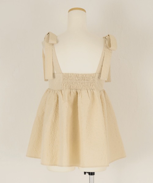 titivate（ティティベイト）の「ふくれジャガードリボントップス（Tシャツ/カットソー・レディース・ライトベージュ/ブラック・M/S）」の7枚目の写真