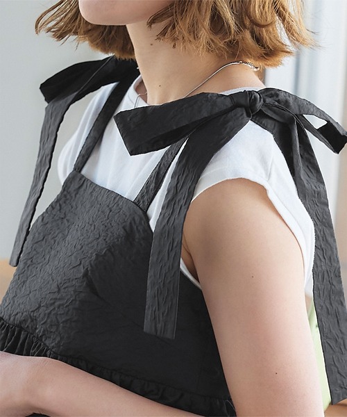 titivate（ティティベイト）の「ふくれジャガードリボントップス（Tシャツ/カットソー・レディース・ライトベージュ/ブラック・M/S）」の13枚目の写真