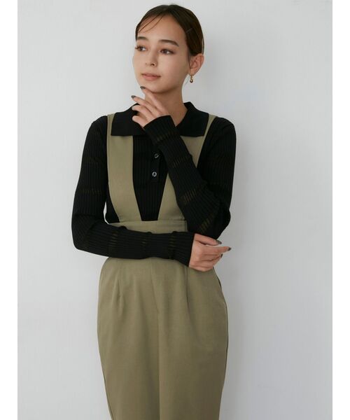 MURUA（ムルーア）の「シアーボーダーポロシャツ（ポロシャツ・レディース・ブラック/ブルー/オレンジ・FREE）」の5枚目の写真