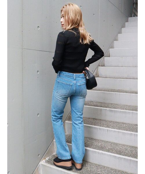 MURUA（ムルーア）の「シアーボーダーポロシャツ（ポロシャツ・レディース・ブラック/ブルー/オレンジ・FREE）」の11枚目の写真