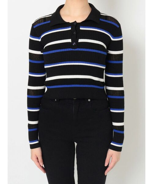 MURUA（ムルーア）の「シアーボーダーポロシャツ（ポロシャツ・レディース・ブラック/ブルー/オレンジ・FREE）」の19枚目の写真