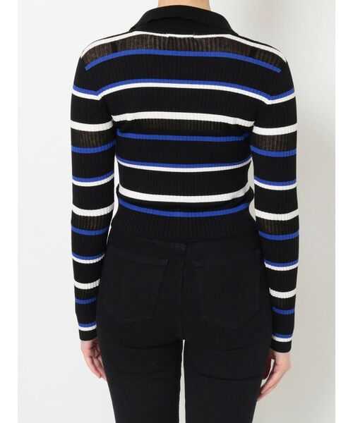 MURUA（ムルーア）の「シアーボーダーポロシャツ（ポロシャツ・レディース・ブラック/ブルー/オレンジ・FREE）」の21枚目の写真