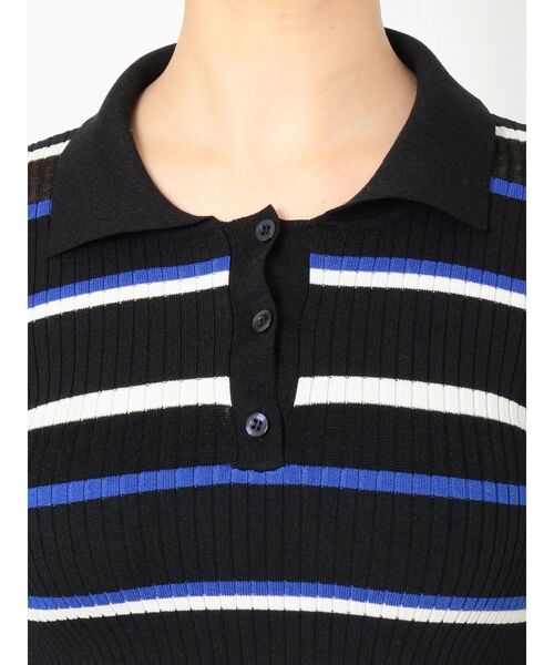 MURUA（ムルーア）の「シアーボーダーポロシャツ（ポロシャツ・レディース・ブラック/ブルー/オレンジ・FREE）」の22枚目の写真