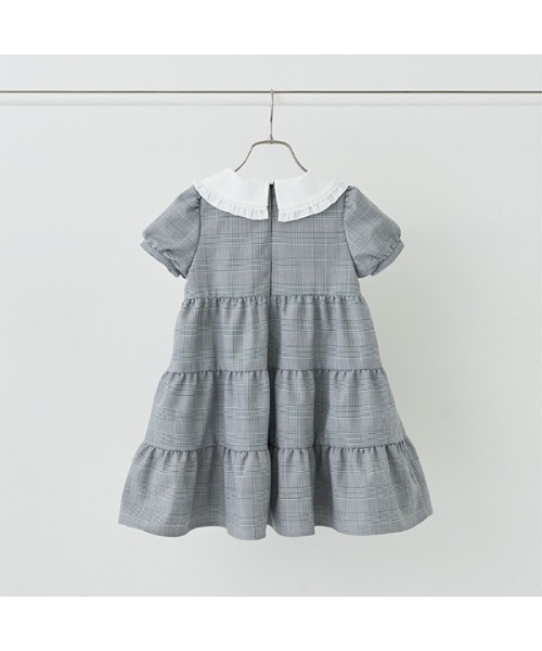 Lycee mine(リセマイン)の「【きちんとワンピ】フリルレース衿付きティアードワンピース(シャツワンピース・キッズ・ネイビー/ブラック/ベージュ・130cm/110cm/120cm)」の4枚目の写真