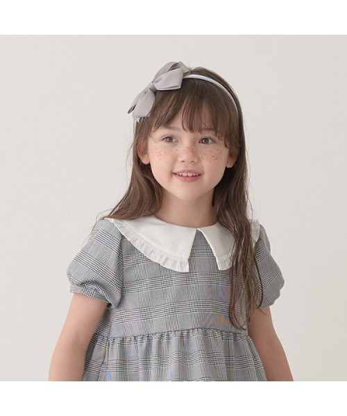 Lycee mine(リセマイン)の「【きちんとワンピ】フリルレース衿付きティアードワンピース(シャツワンピース・キッズ・ネイビー/ブラック/ベージュ・130cm/110cm/120cm)」の7枚目の写真