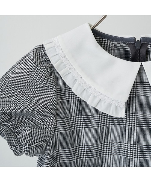 Lycee mine(リセマイン)の「【きちんとワンピ】フリルレース衿付きティアードワンピース(シャツワンピース・キッズ・ネイビー/ブラック/ベージュ・130cm/110cm/120cm)」の8枚目の写真