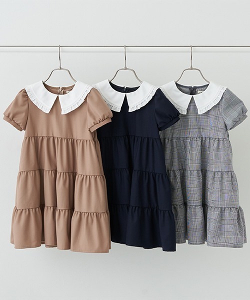 Lycee mine(リセマイン)の「【きちんとワンピ】フリルレース衿付きティアードワンピース(シャツワンピース・キッズ・ネイビー/ブラック/ベージュ・130cm/110cm/120cm)」の21枚目の写真