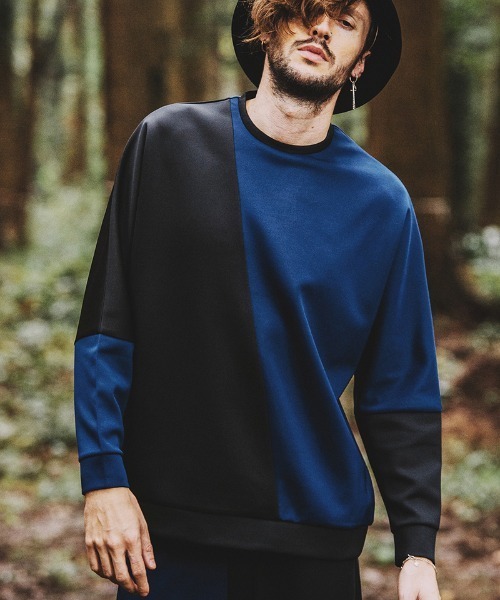 NO ID.(ノーアイディ)の「msw1250-ボンディング切替ドルマンスリーブPO スウェット(スウェット・メンズ・ベージュ/ブルーグリーン/ネイビー/ブラック・1/2)」の6枚目の写真