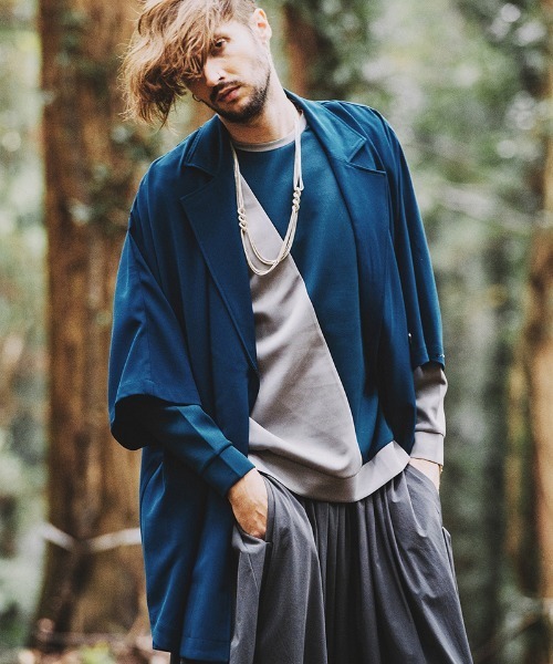 NO ID.(ノーアイディ)の「msw1250-ボンディング切替ドルマンスリーブPO スウェット(スウェット・メンズ・ベージュ/ブルーグリーン/ネイビー/ブラック・1/2)」の9枚目の写真