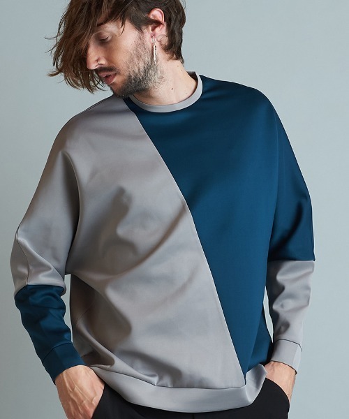 NO ID.(ノーアイディ)の「msw1250-ボンディング切替ドルマンスリーブPO スウェット(スウェット・メンズ・ベージュ/ブルーグリーン/ネイビー/ブラック・1/2)」の11枚目の写真