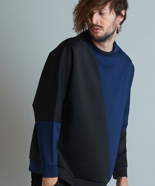 NO ID.(ノーアイディ)の「msw1250-ボンディング切替ドルマンスリーブPO スウェット(スウェット・メンズ・ベージュ/ブルーグリーン/ネイビー/ブラック・1/2)」の14枚目の写真