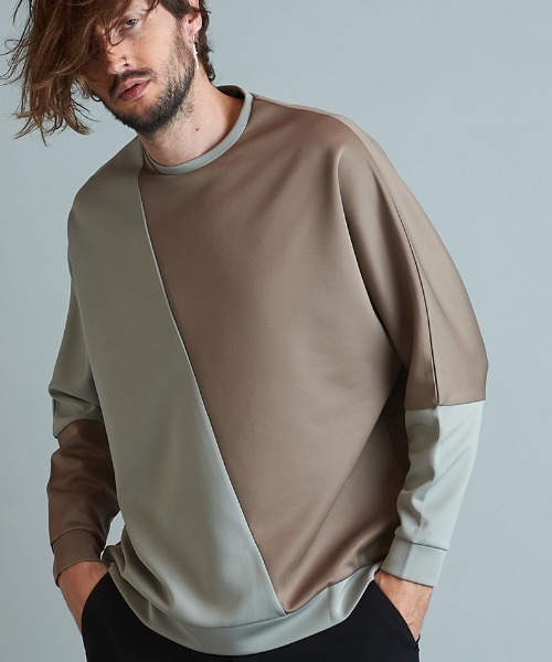 NO ID.(ノーアイディ)の「msw1250-ボンディング切替ドルマンスリーブPO スウェット(スウェット・メンズ・ベージュ/ブルーグリーン/ネイビー/ブラック・1/2)」の17枚目の写真