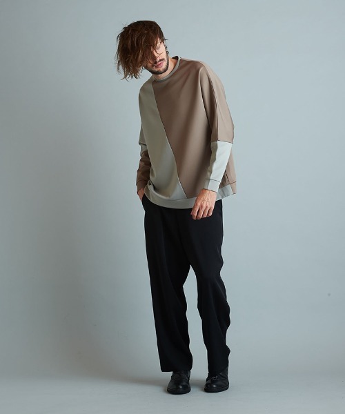 NO ID.(ノーアイディ)の「msw1250-ボンディング切替ドルマンスリーブPO スウェット(スウェット・メンズ・ベージュ/ブルーグリーン/ネイビー/ブラック・1/2)」の20枚目の写真