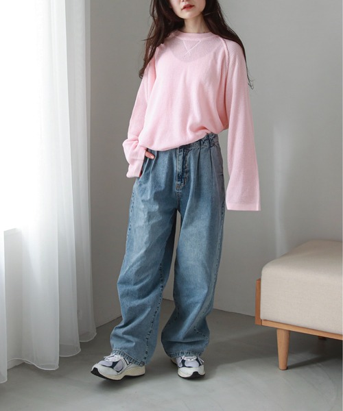 feepur（フェピュール）の「タックルーズデニムパンツ（デニムパンツ・レディース・ブラック/サックスブルー/ネイビー・MEDIUM/SMALL）」の8枚目の写真