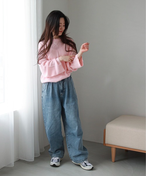 feepur（フェピュール）の「タックルーズデニムパンツ（デニムパンツ・レディース・ブラック/サックスブルー/ネイビー・MEDIUM/SMALL）」の9枚目の写真