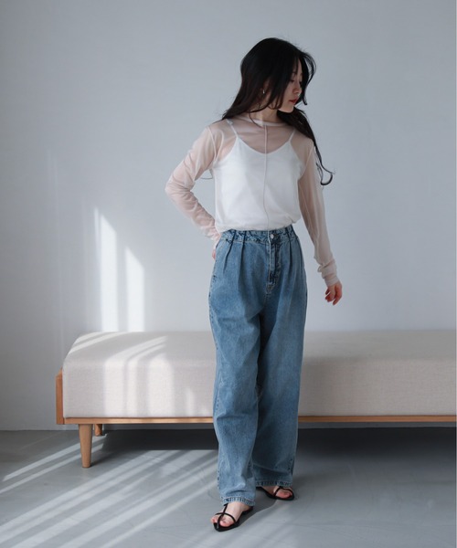 feepur（フェピュール）の「タックルーズデニムパンツ（デニムパンツ・レディース・ブラック/サックスブルー/ネイビー・MEDIUM/SMALL）」の5枚目の写真